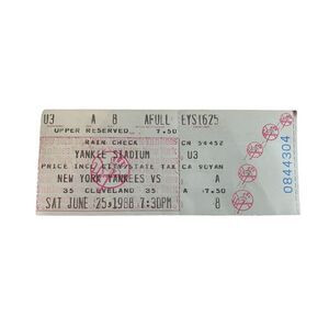 New York Yankees vs Cleveland June 25‎ 1988 Ticket Stub Old Stadium